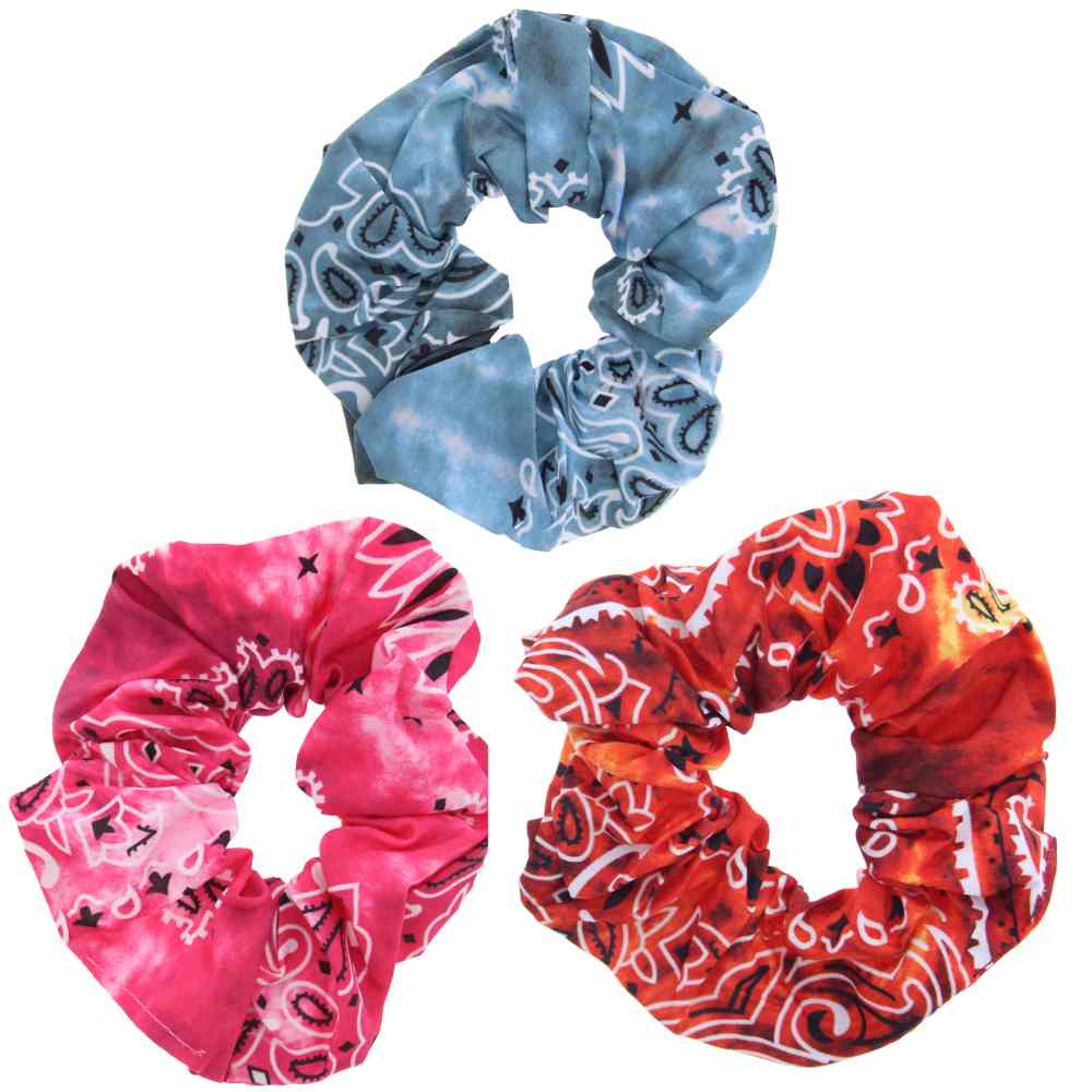 Zac's Alter Ego - Acid Wash Paisley Hair scrunchie - Set of 3 - Multicolours